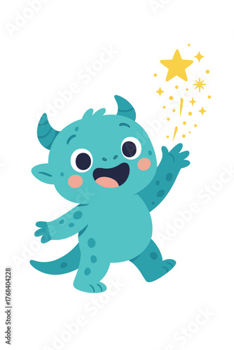 A delightful infant monster spreads magical joy throughout a whimsical fantasy realm