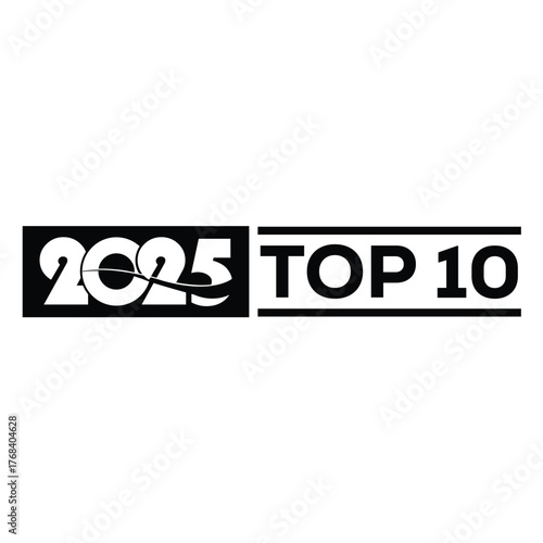 Bold graphic: "TOP 10" on red over "2025" with a globe icon replacing the "0," outlined in black. Represents global forecasts, trends, or countdowns for the year 2025.
