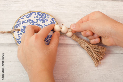Step by step. How to create a wooden decoration. Step 10 from 13.