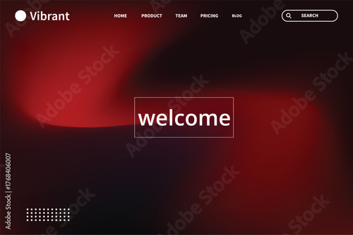 Abstract vibrant red and dark background with the word welcome in the center, perfect for web design, digital art, and creative projects
