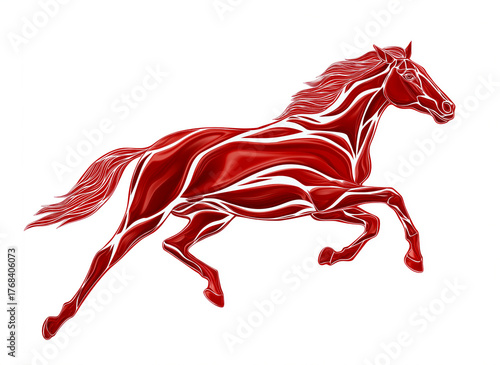 Red Fiery Horse illustration on white background. Synbol of 2026 year