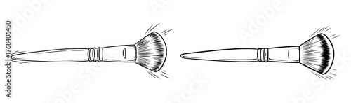 Two makeup brushes with soft bristles, , perfect for applying powder or blush to the face