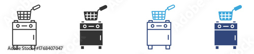 Deep fryer icon set, vector illustration .  