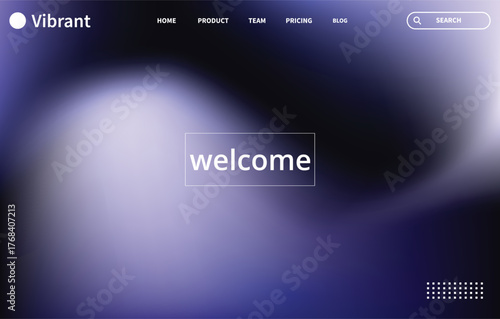 Abstract vibrant purple and dark blue gradient background with the word welcome in the center, ideal for modern web design and digital art