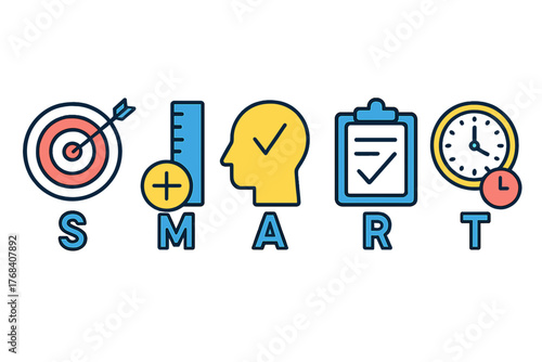 Smart goal concept with icons for planning and organization  
