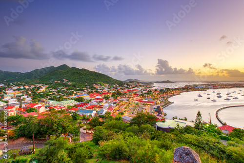 Fototapeta Naklejka Na Ścianę i Meble -  Marigot, St. Martin Town Skyline 567
