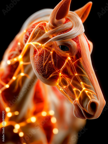 Red Fiery Horse illustration with glowing details representing 2026 symbol