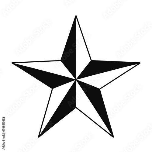 Five point black white star vector illustration