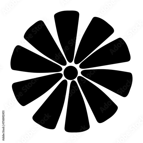 A solid style icon depicting a pinwheel flower