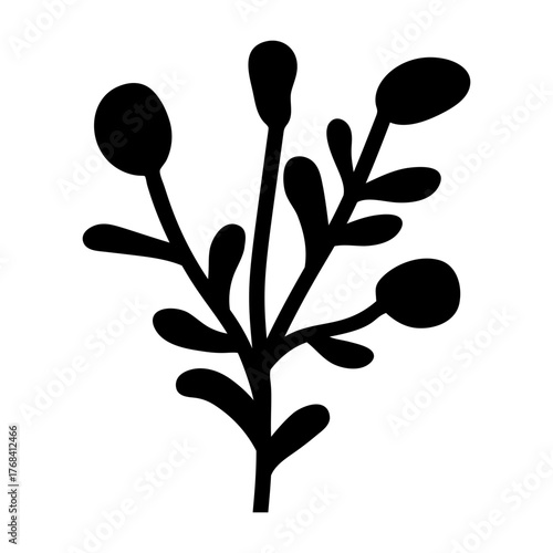 Filled style icon representing a floral branch