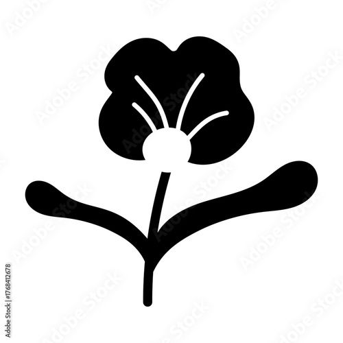 Filled style icon representing a floral