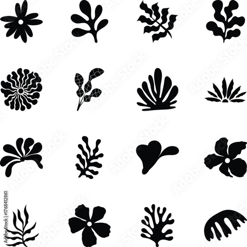 Collection of Botanical Glyph Style Icons 

