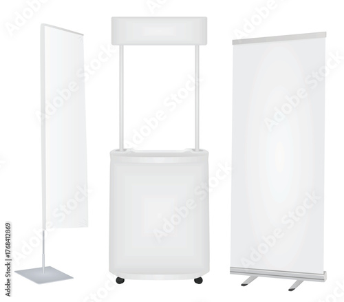 Outdoor banner promotional items template. vector illustration