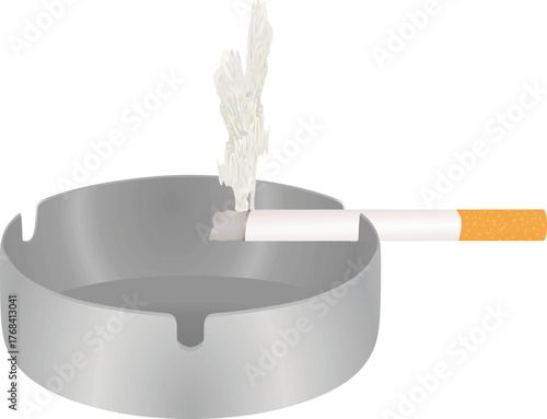 Ashtray and cigarette. vector illustration