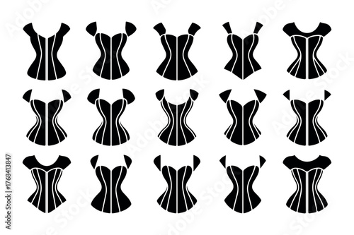 Collection of black corset illustrations
