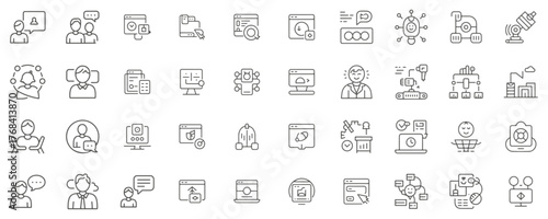30 line editable icon set. icon, line, set, vector, outline, symbol, stroke, illustration, signs, editable, thin, business, design and more. Editable stroke. Vector illustration
