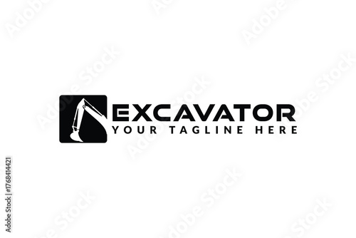 excavator logo vector illustration, construction excavator logo template