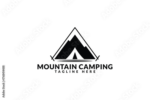 Mountain camping logo design. Logo icon vector illustration