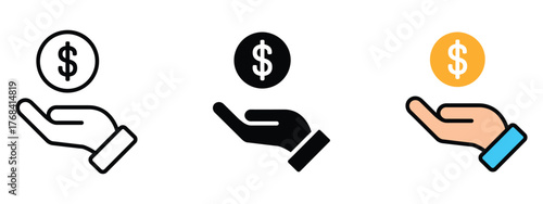 Financial investment icon set. Financial Assistance and Generosity symbol. vector illustration.