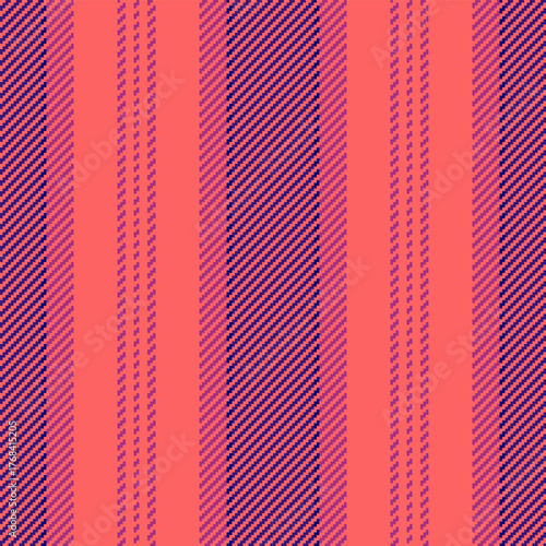 Post fabric background seamless, yard texture stripe pattern. Attire lines vertical vector textile in red and regimental colors.