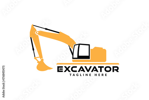 excavator logo vector illustration, construction excavator logo template
