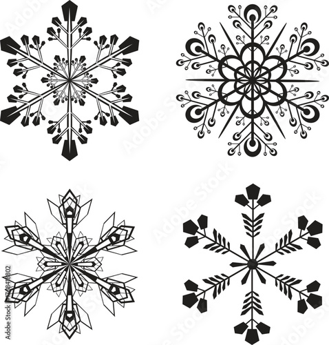 Create stunning winter crafts with these elegant snowflake design elements, download now