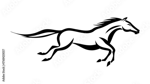 Elegant running horse silhouette for branding, equine events, or dynamic logo design, captures power and freedom with a modern, minimalist style