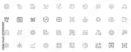 Processing Optimization Workflow line editable icon set, process, icon, workflow, optimization, management, business, set, line, efficiency, and more. Vector illustration