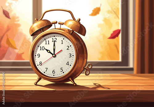 As the autumn leaves change outside, a classic alarm clock reminds us of the upcoming Daylight Saving Time transition