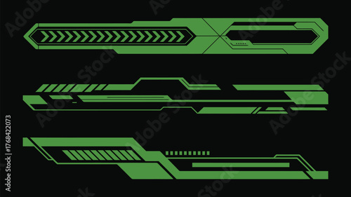 Green Car Racing Vector Design Set – Simple Stripes, Sport Decals, Vinyl Elements, and Automobile Decoration for Motorsport and Automotive Graphics
