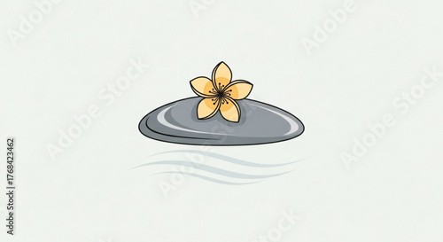Spa stone with flower zen stone with flower concept of spa, massage, aromatherapy, relaxation, meditation, wellness and beauty treatment