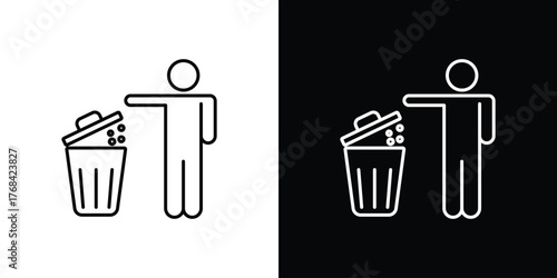 Waste Bin icon editable vector stroke for web designs