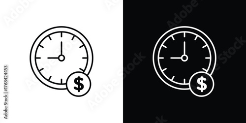 Time is money icon editable vector stroke for web designs