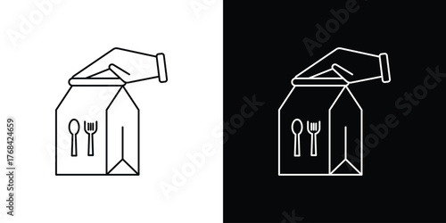 Take away food icon editable vector stroke for web designs