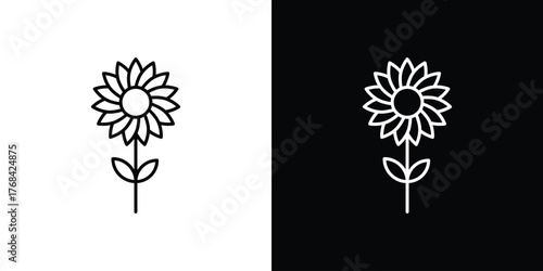 Sunflower icon editable vector stroke for web designs
