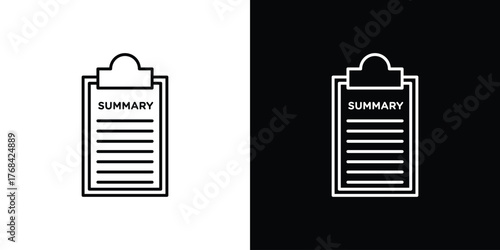 Summary icon editable vector stroke for web designs
