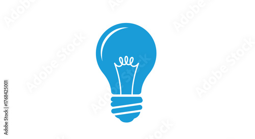 Simple blue light bulb illustration with a clean and modern design aesthetic