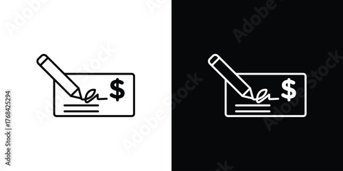 Signing cheque icon editable vector stroke for web designs