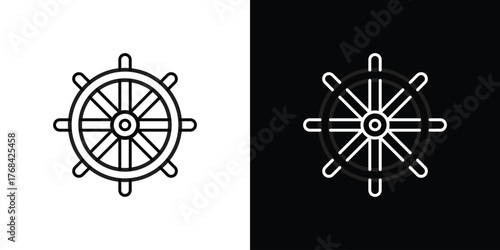 Ship wheel icon editable vector stroke for web designs