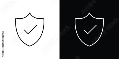 Shield check icon editable vector stroke for web designs