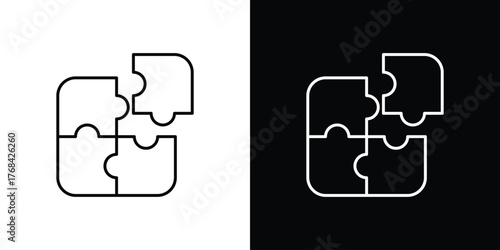 Puzzle icon editable vector stroke for web designs