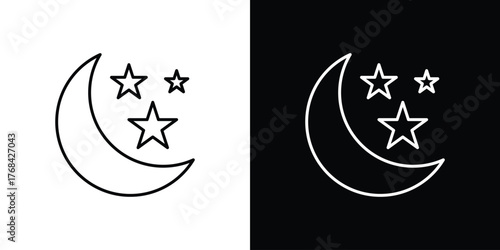 Night icon editable vector stroke for web designs