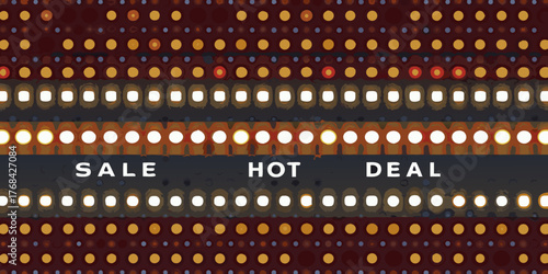 Sale hot deal text overlay on abstract background of illuminated circles and stripes