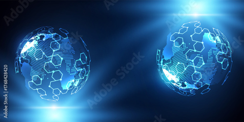 Global connection network background. World map. High-speed internet technology concept or fast wireless data transmission. modern internet network connection technology background