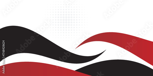 Abstract red waves are flowing on black and white background. red line background curve element. Suit for business, cover, header, wallpaper, corporate, website, flyer
