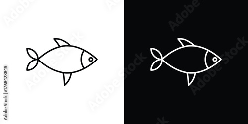 Fish icon editable vector stroke for web designs