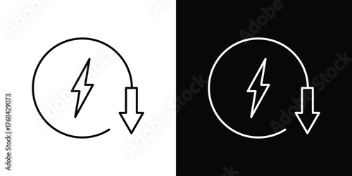 Energy reduction icon editable vector stroke for web designs