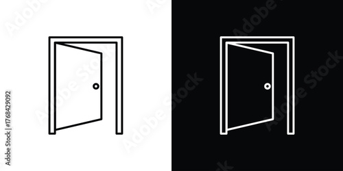 Entrance door icon editable vector stroke for web designs