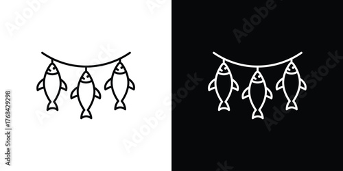 Dried fish icon editable vector stroke for web designs