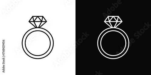 Diamond ring icon editable vector stroke for web designs